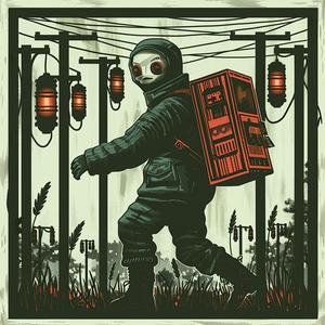 surreal  album  cover  astronaut  field  space  dreamlike  Risograph  symbolism  screenprinting 1077865