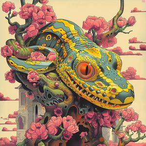 lizard  painting  colorful  tree  nature  chromolithography  art  details  wildlife  design 1056086