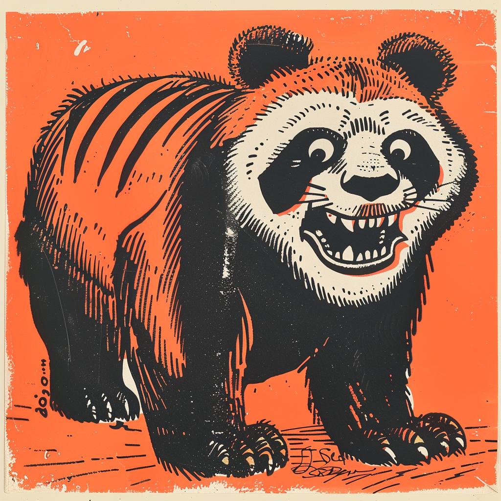 panda  tiger  mythical  hybrid  cartoon  illustration  stylized  colorful  playful  fantasy 923096