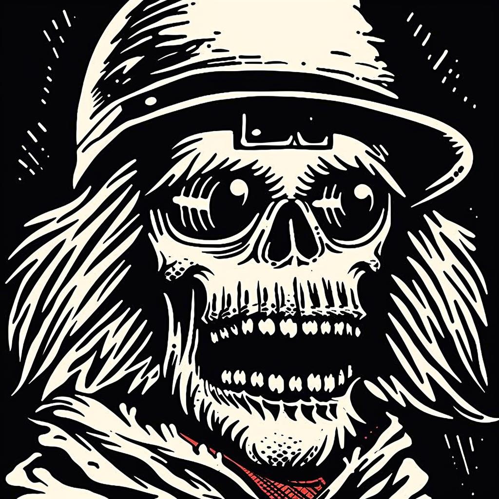 skull  hat  gun  illustration  dark  graphic  art  stylized  conceptual  bold 1024359