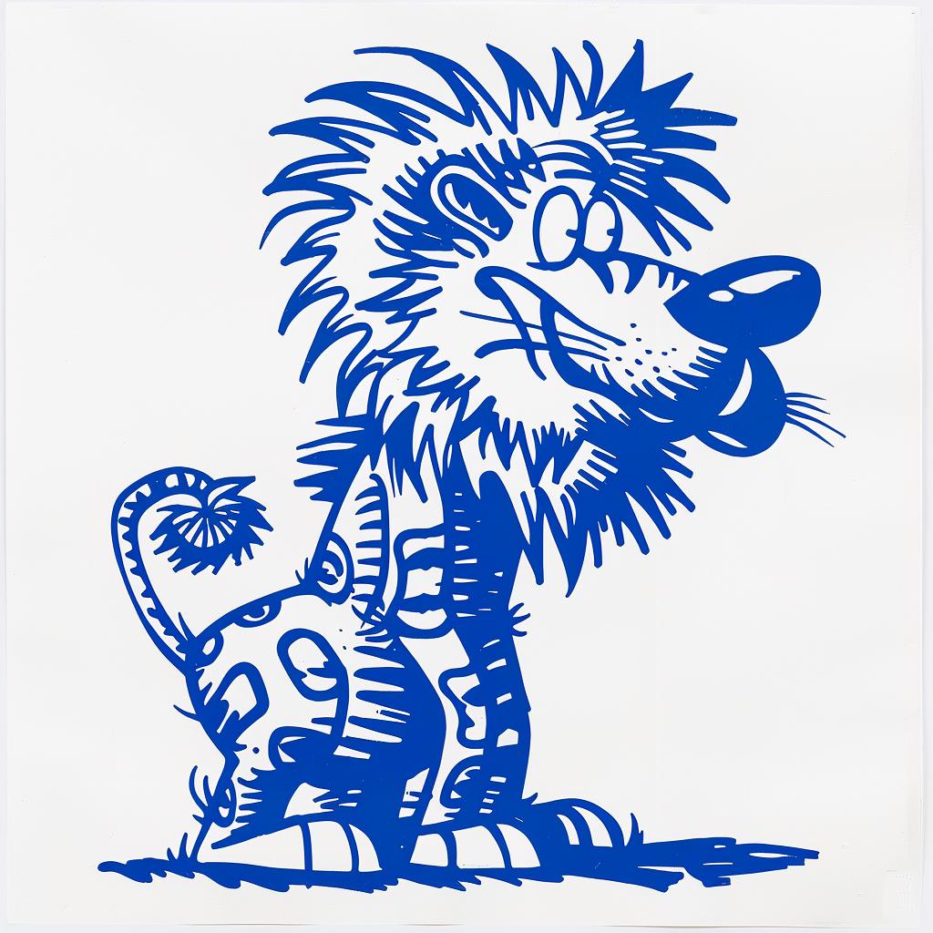 lion  mascot  sticker  blue  whimsical  colorful  Dr  Seuss  cute  illustration 1027771