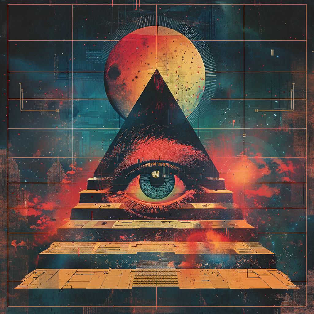 sci-fi  illustration  constructivist  pyramid  illuminati  dark  gouache  canvas  art  vintage 922331