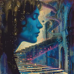 Jack  Kirby  comic  art  vintage  surrealism  pointillism  staircase  woman  illustration 1076690