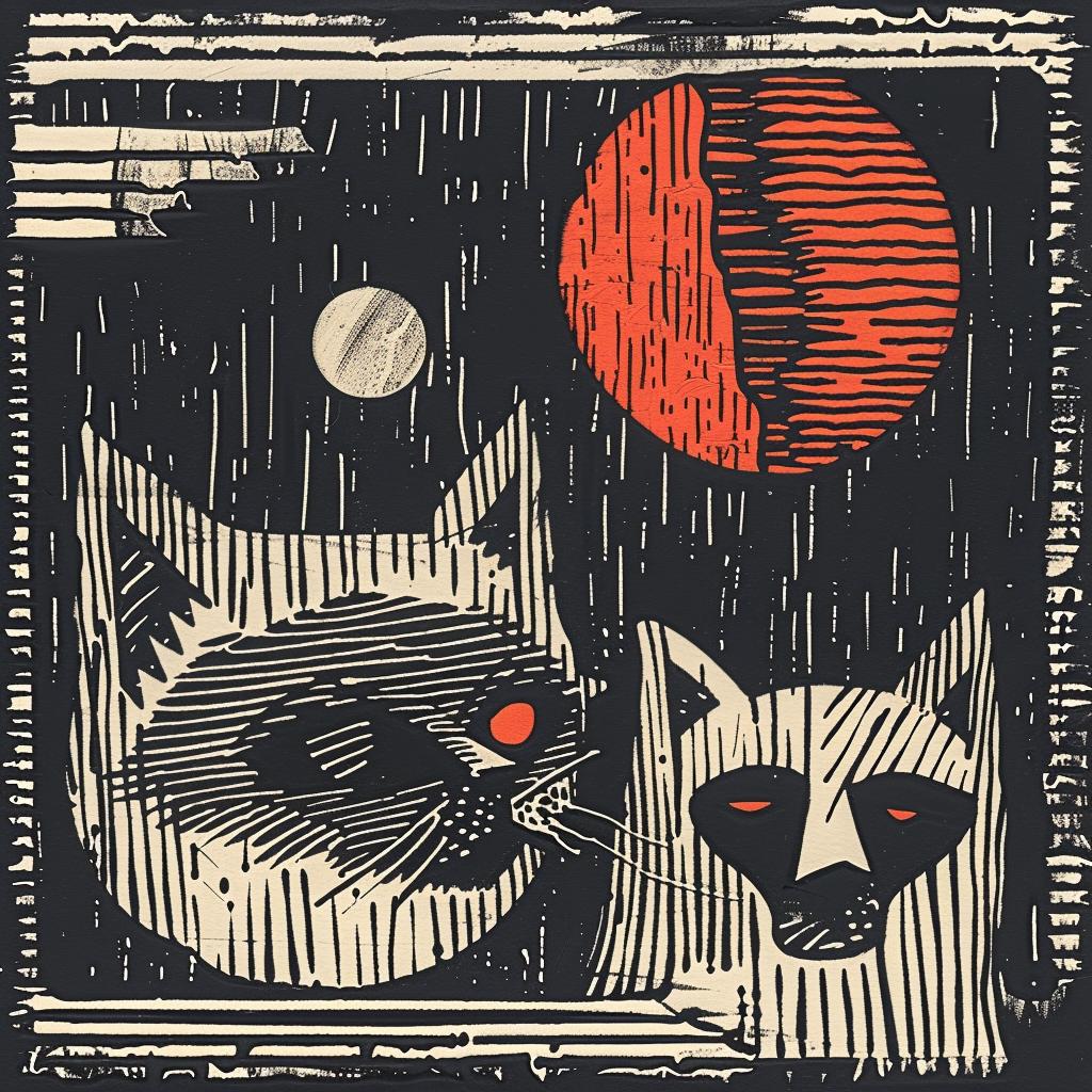 cats  night  sky  moon  art  Gemma  Correll  illustration  whimsical  visuals 933732