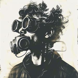 man  gas  mask  tree  background  surreal  environmental  symbolic  concept  art 1070441