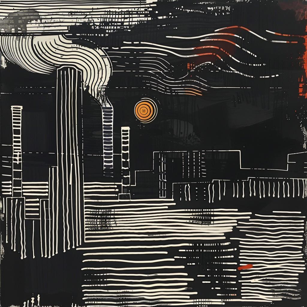 factory  industrial  collage  smokestacks  black  white  lines  dots  juxtaposition  punkcore 936568