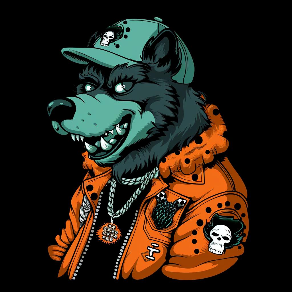 aggressive  streetwise  wolf  animal  cap  jacket  minimal  teal  urban  illustration 959094