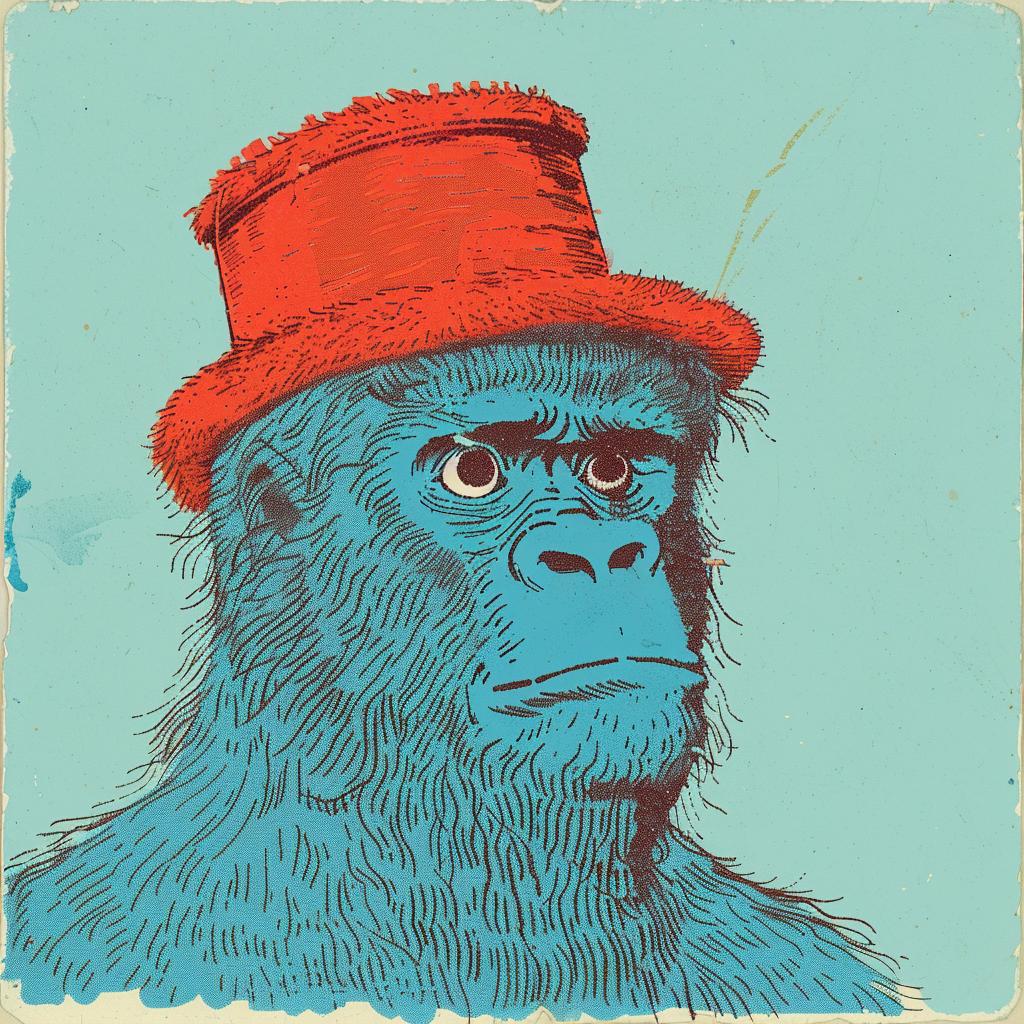 ominous  sasquatch  bucket  cap  1950s  portrait  vibrant  colors  comic  art 920401