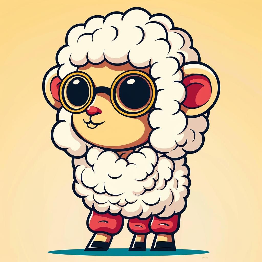 cartoon  sheep  glasses  hat  character  playful  whimsical  illustration  cute  fun 940080