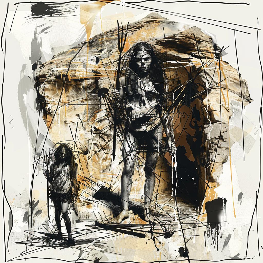 skull  cave  rocky  mountain  entrance  drawing  man  woman  building  silhouette 953446