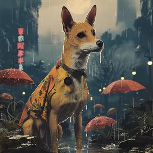 chromolithography  dog  raincoat  rain  art  whimsical  playful  colorful  unique  surreal 1049959