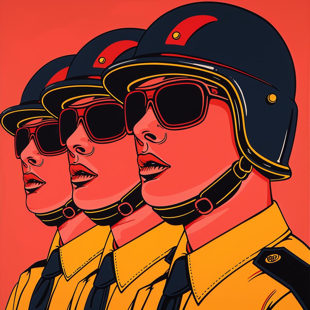police  riot  gear  surreal  lighting  glow  men  helmets  sunglasses  orange 962898