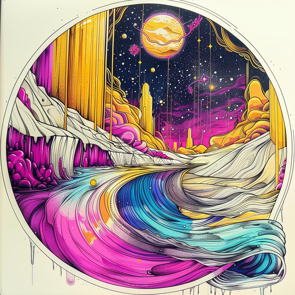 album  cover  colorful  pulsar  landscape  symbolist  1970s  screenprint  art  waves 941624