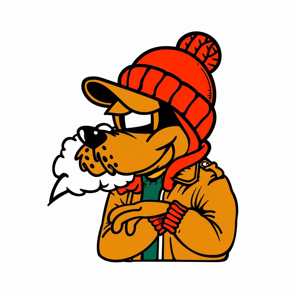 dog  cartoon  smoking  red  hat  jacket  aggressive  streetwise  minimal  animal 958960