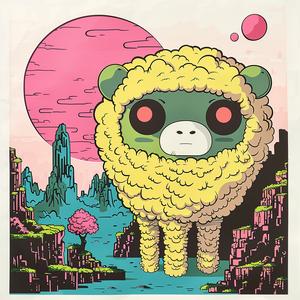 sheep  redeyes  cartoon  fantasy  whimsical  artwork  pinkhair  creative  illustration  surreal 1080005