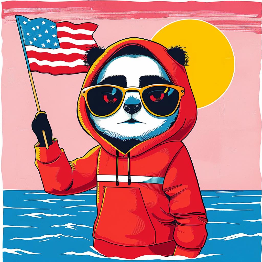 Panda  Sunglasses  American  Flag  Creative  Surreal  Album  Cover  Colorful  Playful 1018462