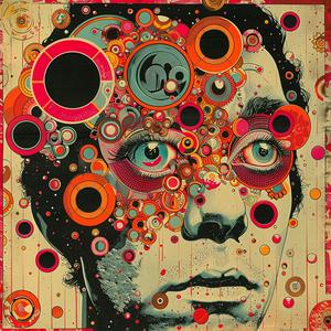 surreal  album  cover  portrait  man  circles  symbolist  hyper-realistic  risograph  art 1079217