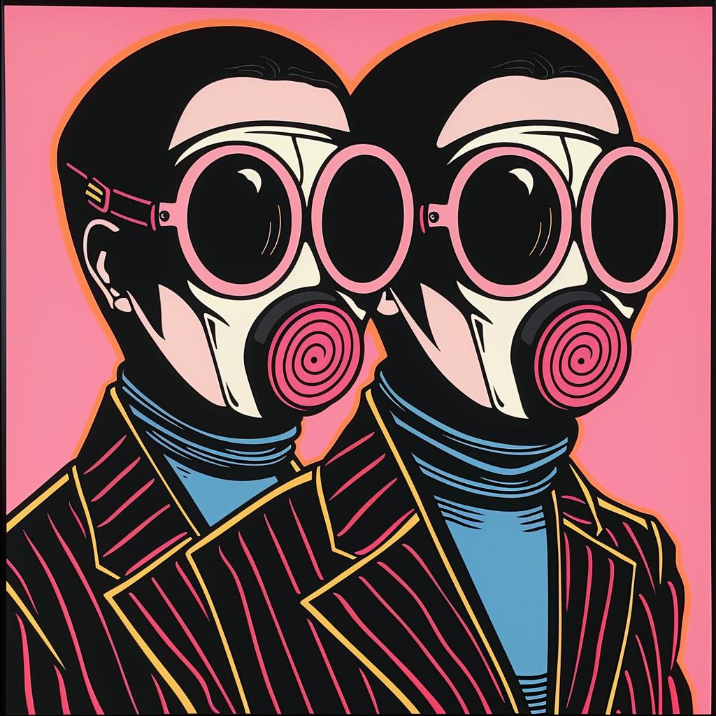 gasmasks  album  cover  bold  colorful  illustration  minimal  symmetrical  artnouveau  unique 1022836