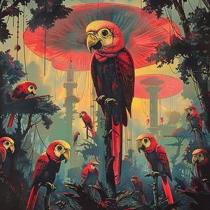 parrots  jungle  painting  chromolithography  colorful  wildlife  tropical  exotic  nature  art 1057113