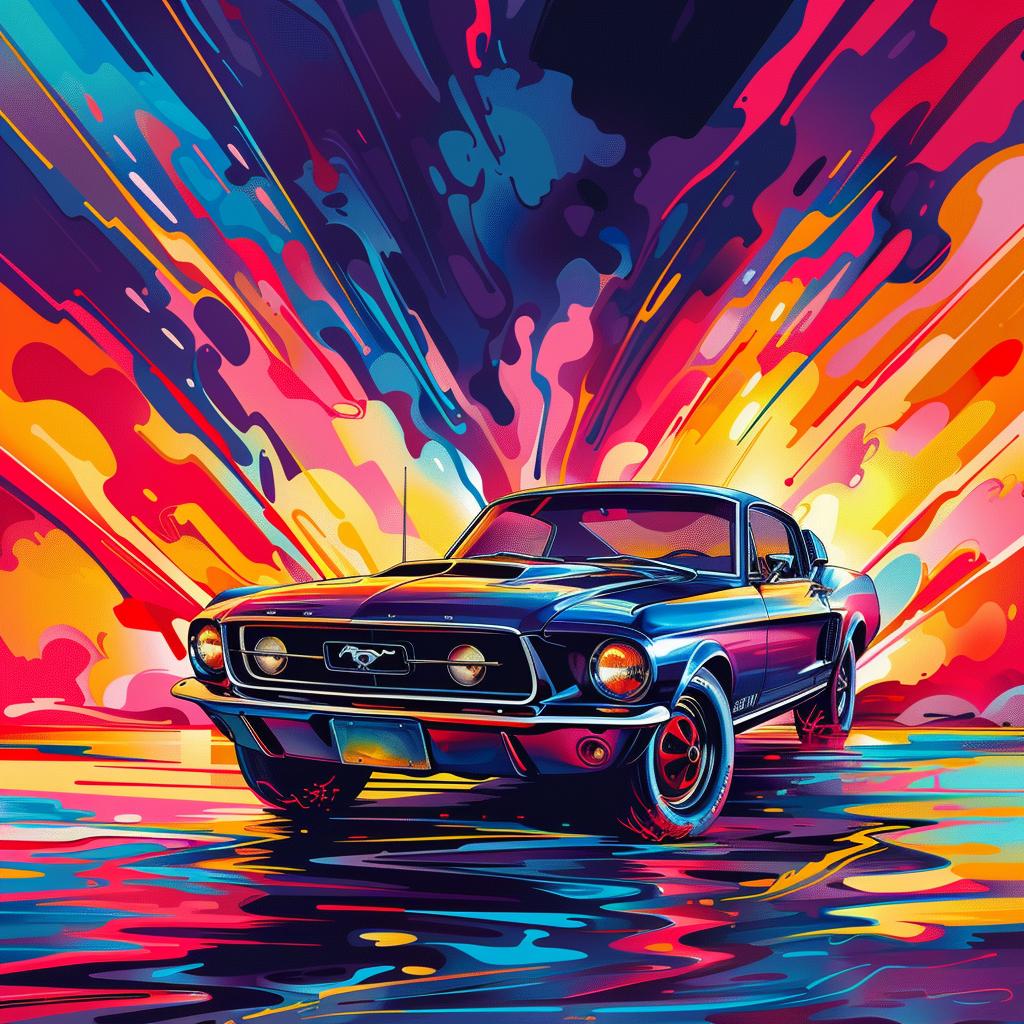 1967  Mustang  car  painting  colorful  vibrant  art  vehicle  motor  classic 1025285