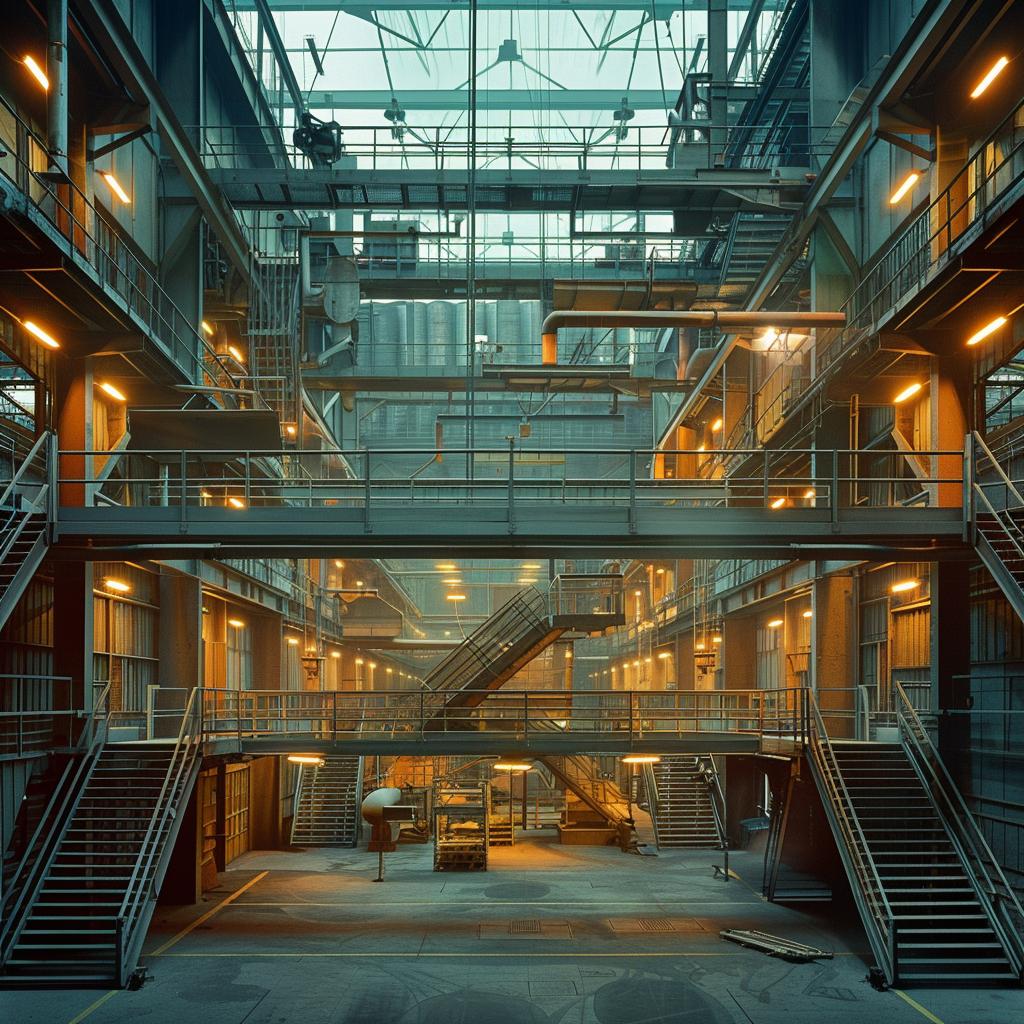 futuristic  industrial  ceramic  factory  photo  lighting  steel  axonometrics  building  glow 965227