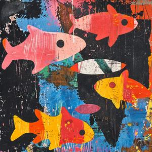 fish  sea  canvas  art  print  colorful  marine  wildlife  Etel  Adnan 1062914