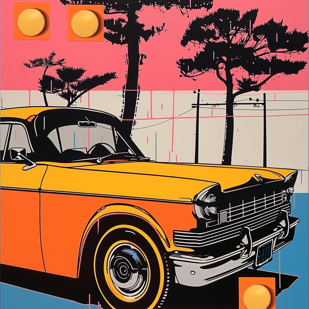 painting  orange  car  yellow  abstract  graphic  design  impressionism  colorful  background 968510