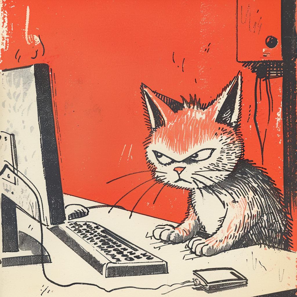 cat  computer  angry  cartoon  anthropomorphic  Moebius  Bachalo  humor  digital  expression 922999
