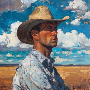 man  cowboy  hat  painting  Maynard  Dixon  western  figure  portrait  art 1079877