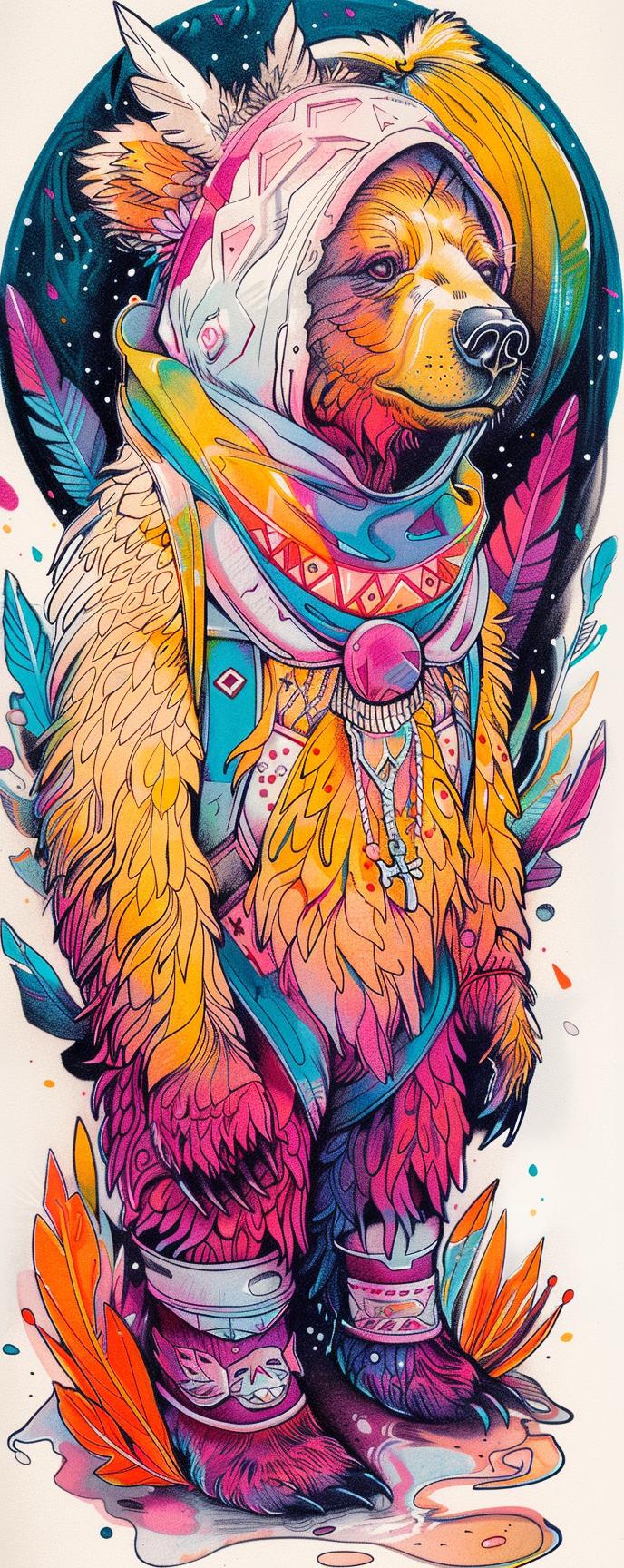 mythical  creature  GrimReaper  bear  Kachina  colorful  space  suit  blend  fantasy 941109