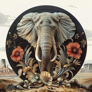 elephant  flowers  round  ornate  chromolithography  nature  frame  colorful  design  petals 1056281