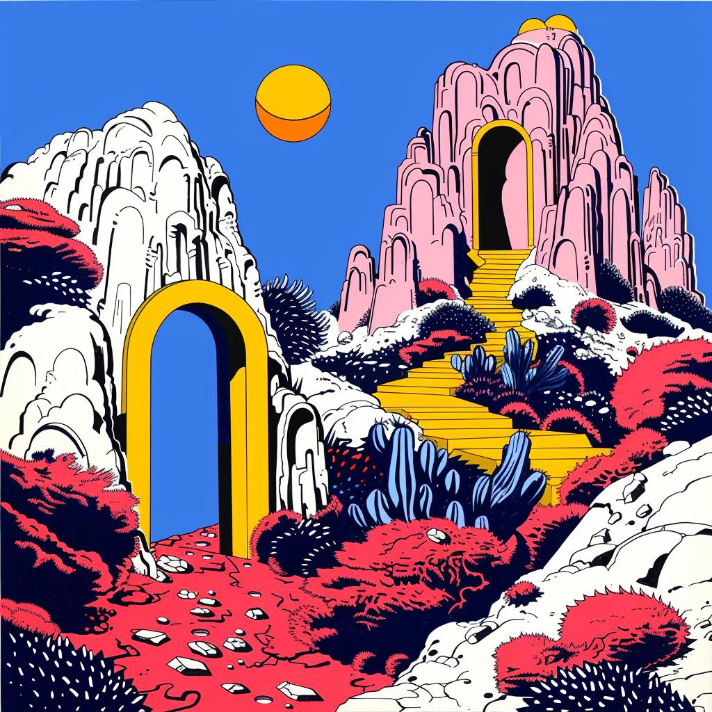 album  art  poster  mountain  doorway  Frank  Lloyd  Wright  Mars  graphic 1021690