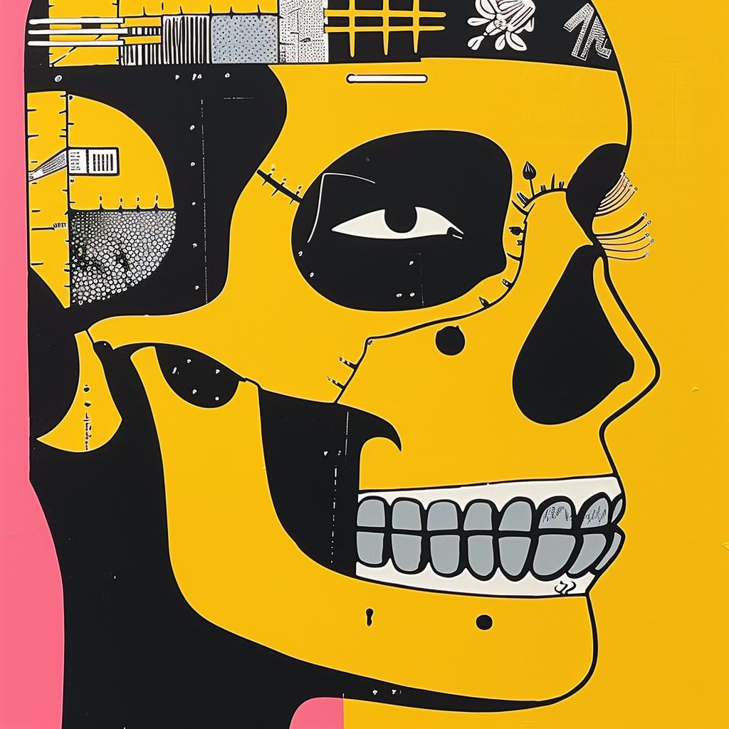 surreal  album  cover  Basquiat  poster  skull  artwork  creative  colorful  graphic 1019586
