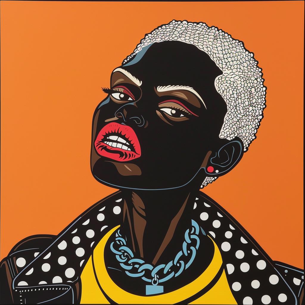 artprint  punk  woman  white  hair  portrait  bold  colorful  expression  vibrant 1023148