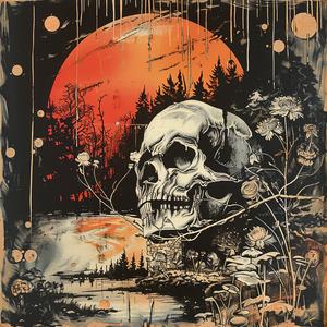 skull  tree  sunset  painting  chromolithography  art  nature  colorful  illustration  details 1048392