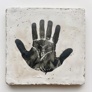 handprint  white  background  tile  black  paint  imprint  art  minimalist  design 1071706