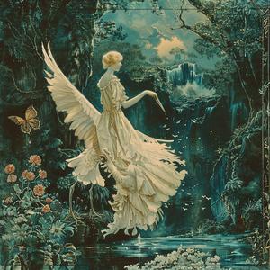 angel  forest  waterfall  butterflies  chromolithography  nature  magical  artistic  colorful  imaginative 1057856