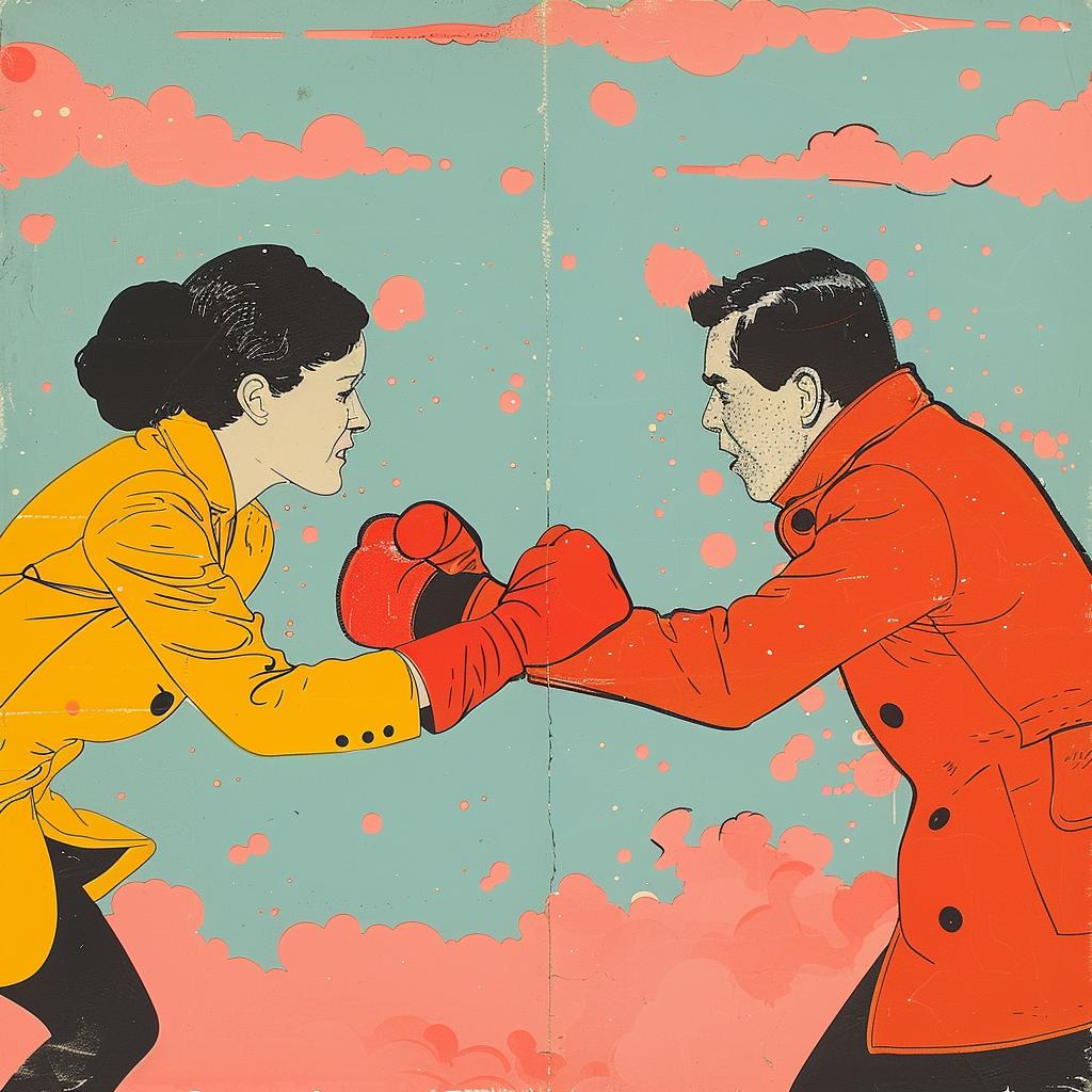 surreal  fight  boxing  gloves  poster  characters  action  artwork  colorful  illustration 938319