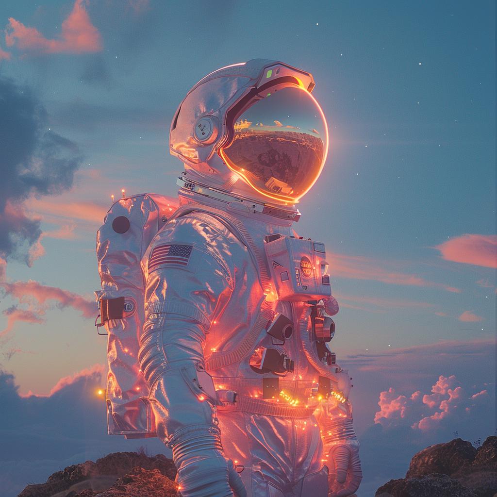 astronaut  Mars  surreal  earth  glow  blue  orange  double  exposure  landscape 1031409