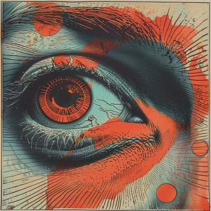 surreal  album  cover  Todd  White  Risograph  symbolism  hyper-realistic  screenprinting  eye 1079227