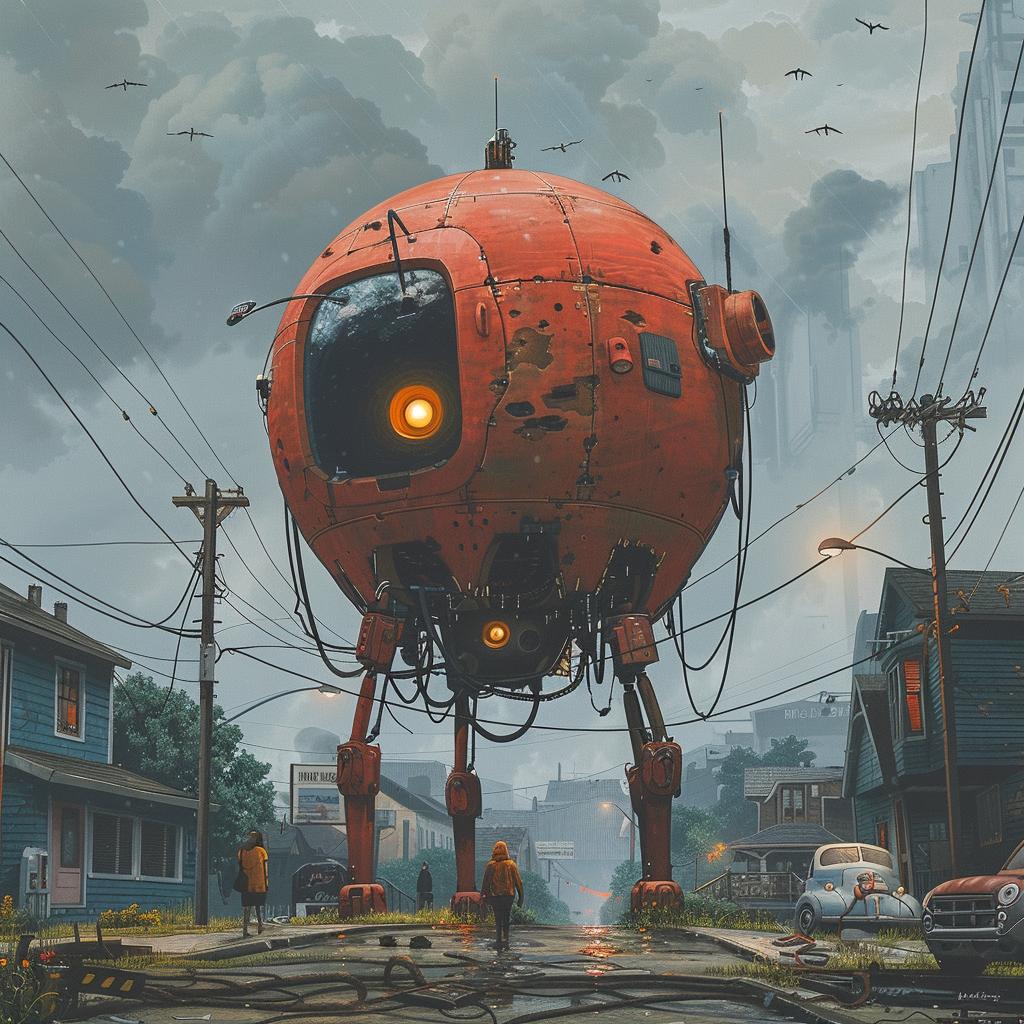 robot  orange  street  painting  surreal  urban  hyper-realistic  cover  art  creativity 960270