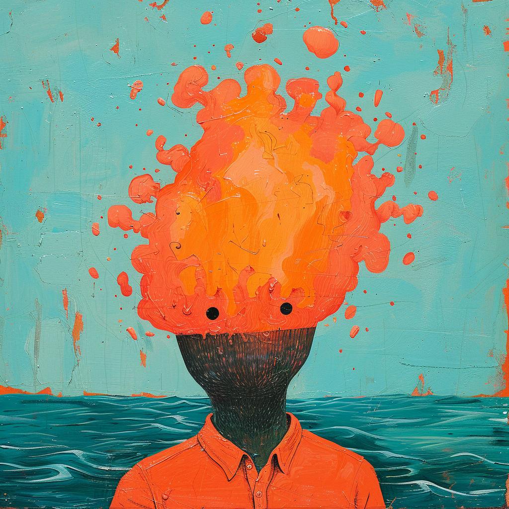 Surreal  Fire  Head  Man  Painting  Creative  Album  Cover  Joan  Cornella 1017636