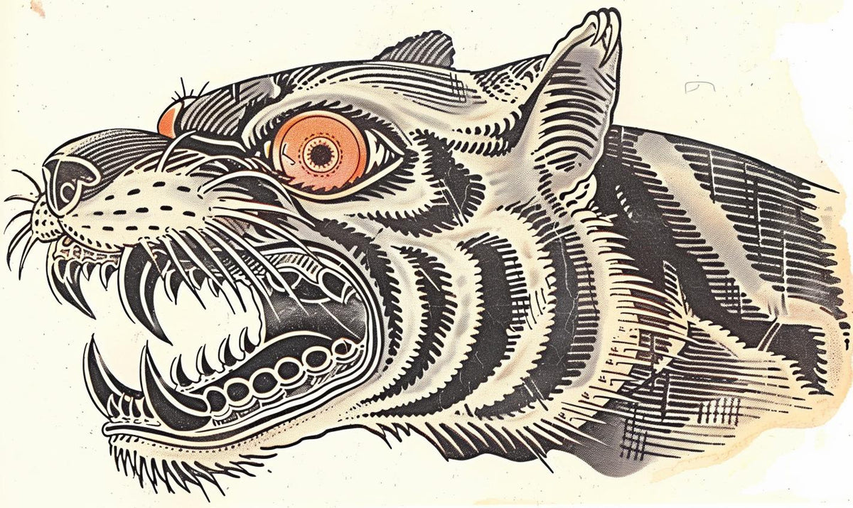 mythical  tiger  creature  profile  snarling  Todd-McFarlane  illustration  dynamic  vivid  wildlife 934247