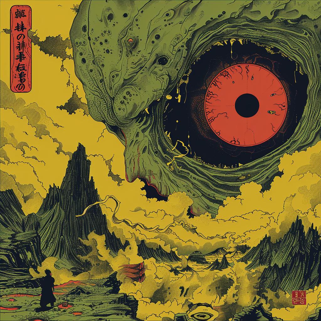 غلاف ألبوم Deathmetal Demon Eyes السريالي، تصميم فني من تصميم Toshio Saeki رقم 961746