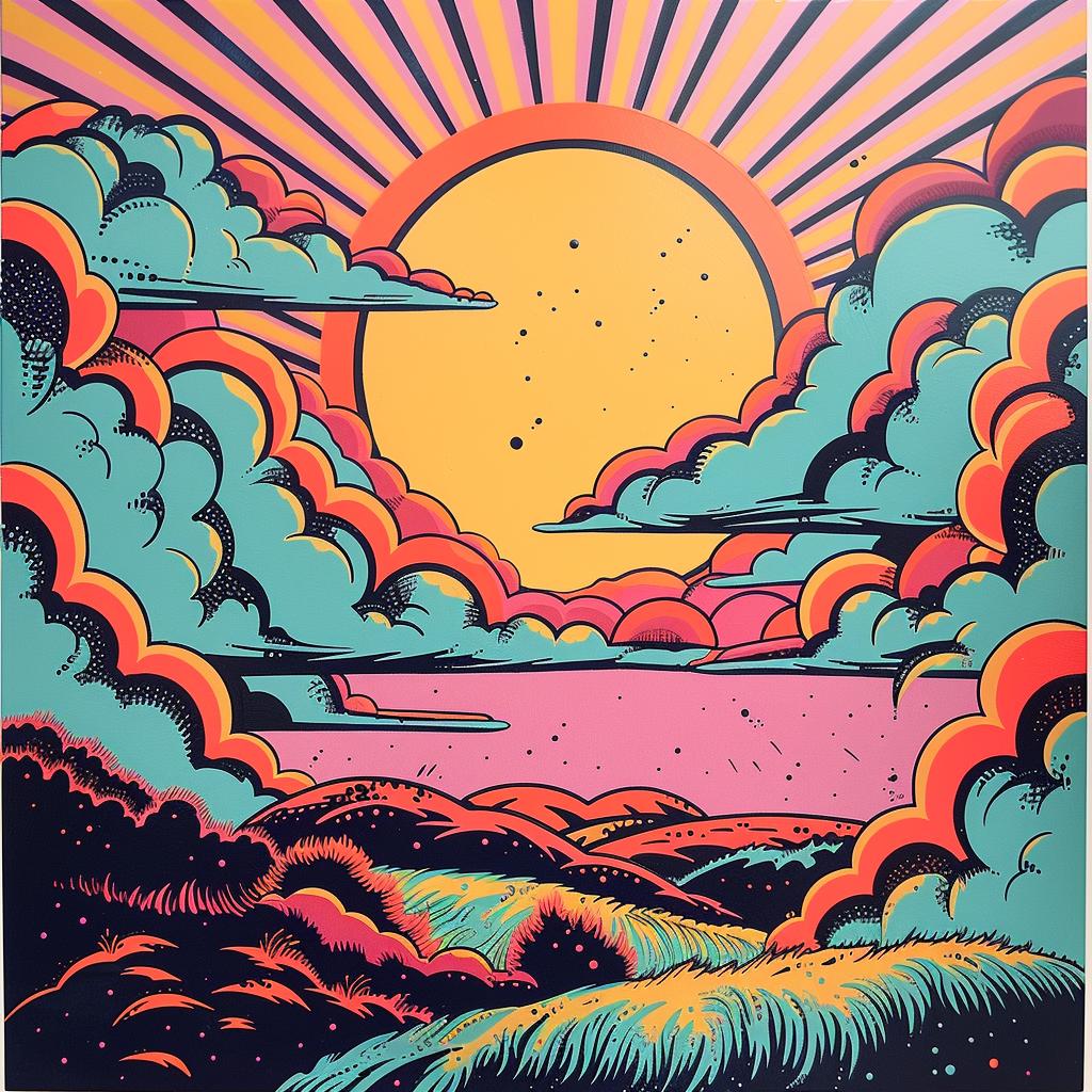 colorful  poster  clouds  sun  sky  visual  art  design  style  Peter 929866