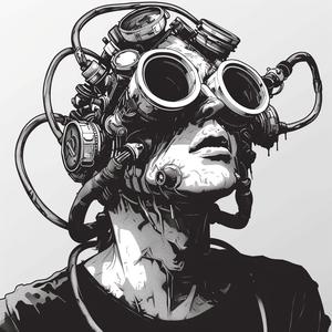 رسم تخطيطي لخوذة رجل قناع غاز متجه قوي أسود أبيض 1070581