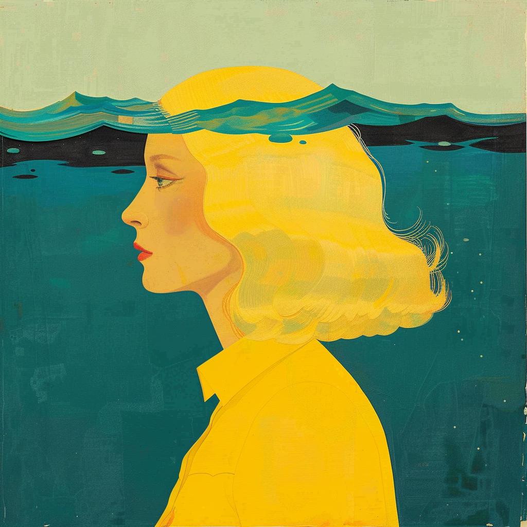 surreal  album  woman  water  blonde  yellow  shirt  creative  vibrant  imagery 1017184