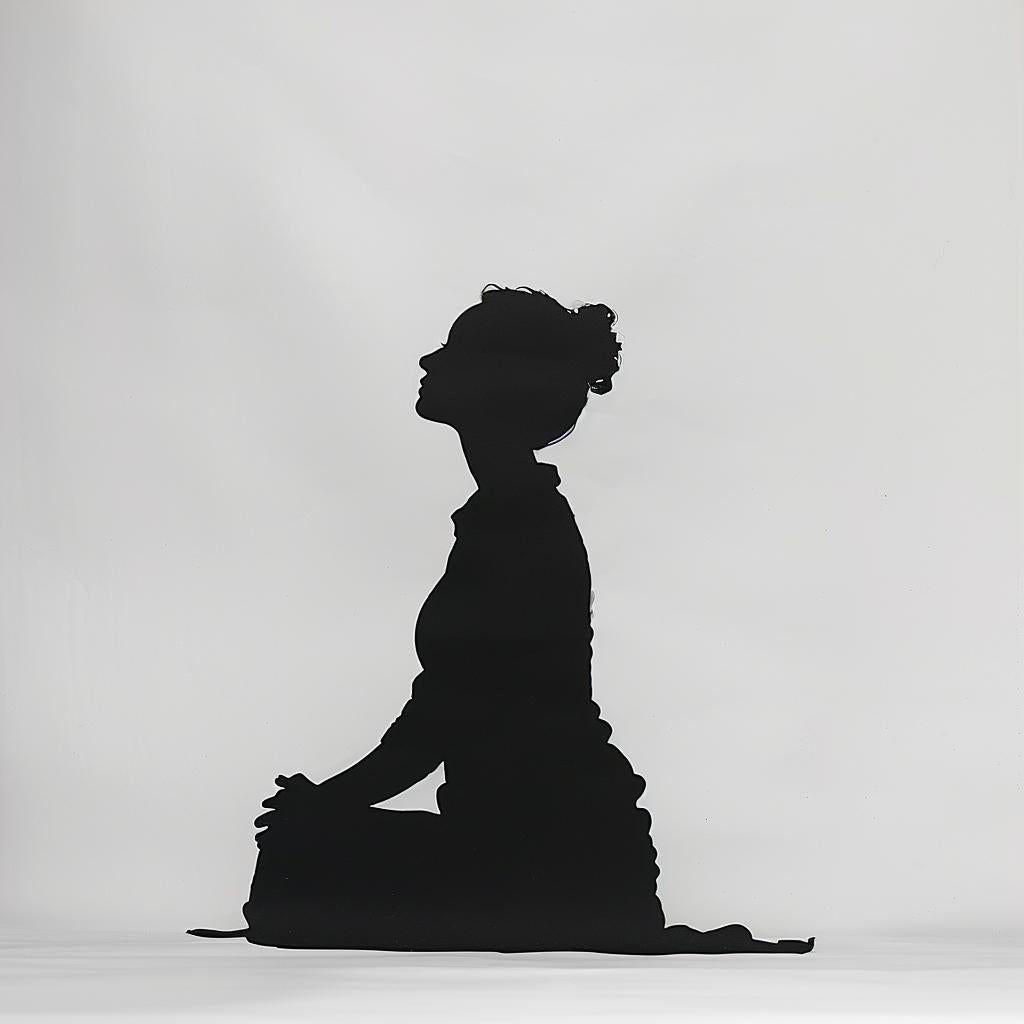 silhouette  woman  kneeling  lotus  pose  fullbody  meditation  black  minimal  gender 954241