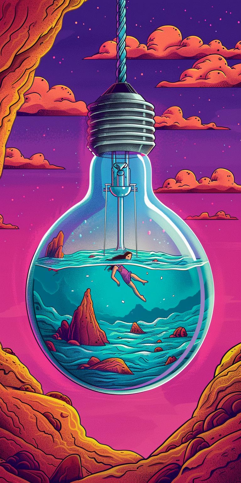 lightbulb  liquid  floating  man  surreal  conceptual  dreamlike  solitude  overwhelmed  symbolic 940640