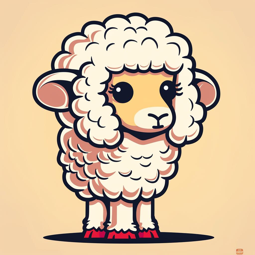sheep  cartoon  big  eyes  red  shoes  adorable  whimsical  illustration  playful 940130